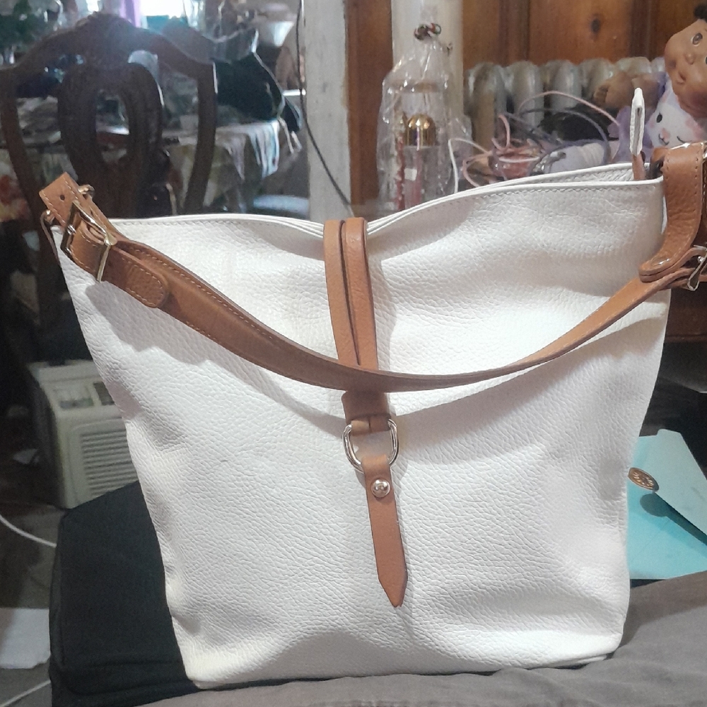 Valentina White and Tan Leather Bag